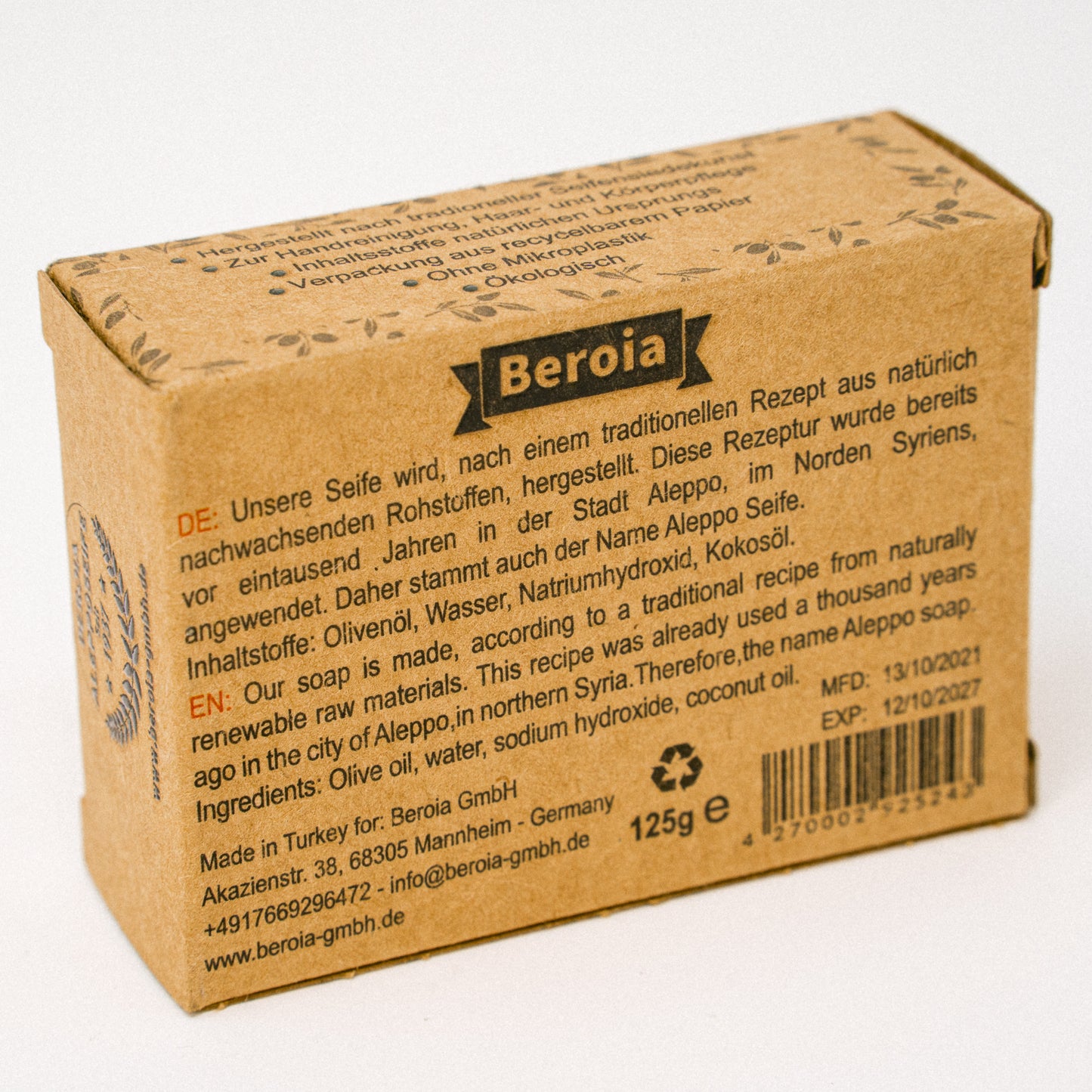 4er-Pack Alepposeife mit Kokosöl Olivenölseife Feuchtigkeit-spendend